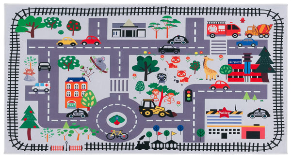 Safavieh Tacoma Kids Area Rug - Charming Ivory And Grey Design, Durable, Washable, And Slip-resistant Ivory ,Grey Polyester Pile Tck167a-5sq