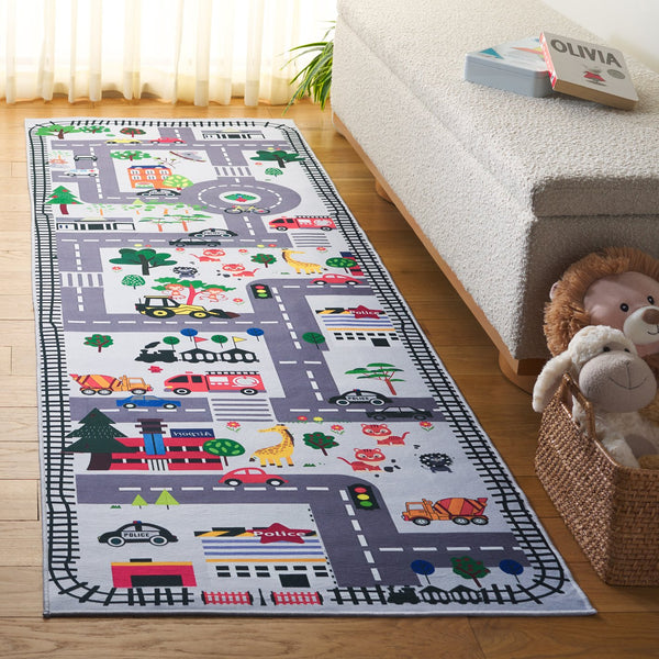 Safavieh Tacoma Kids Area Rug - Charming Ivory And Grey Design, Durable, Washable, And Slip-resistant Ivory ,Grey Polyester Pile Tck167a-5sq
