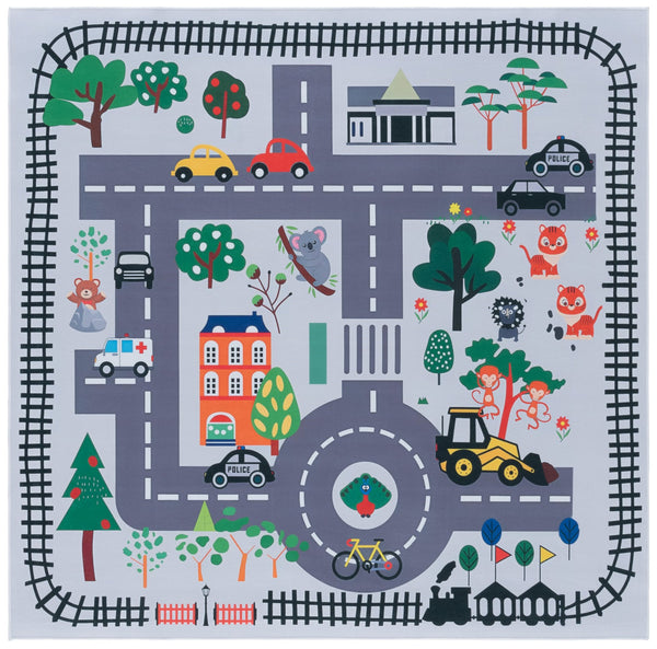 Safavieh Tacoma Kids Area Rug - Charming Ivory And Grey Design, Durable, Washable, And Slip-resistant Ivory ,Grey Polyester Pile Tck167a-5sq