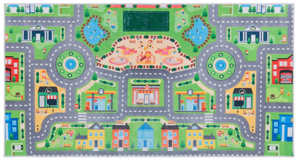 Safavieh Tacoma Kids Area Rug - Stylish Grey And Green Decorative Piece For Playrooms And High-traffic Spaces Grey ,Green Polyester Pile Tck169f-5