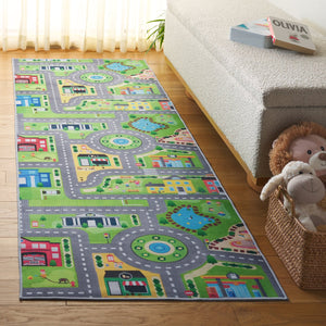 Safavieh Tacoma Kids Area Rug - Stylish Grey And Green Decorative Piece For Playrooms And High-traffic Spaces Grey ,Green Polyester Pile Tck169f-5