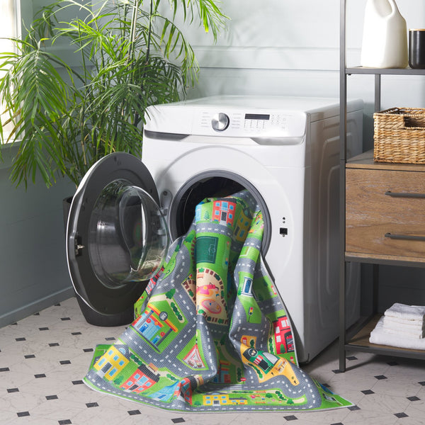 Safavieh Tacoma Kids Area Rug - Stylish Grey And Green Decorative Piece For Playrooms And High-traffic Spaces Grey ,Green Polyester Pile Tck169f-5