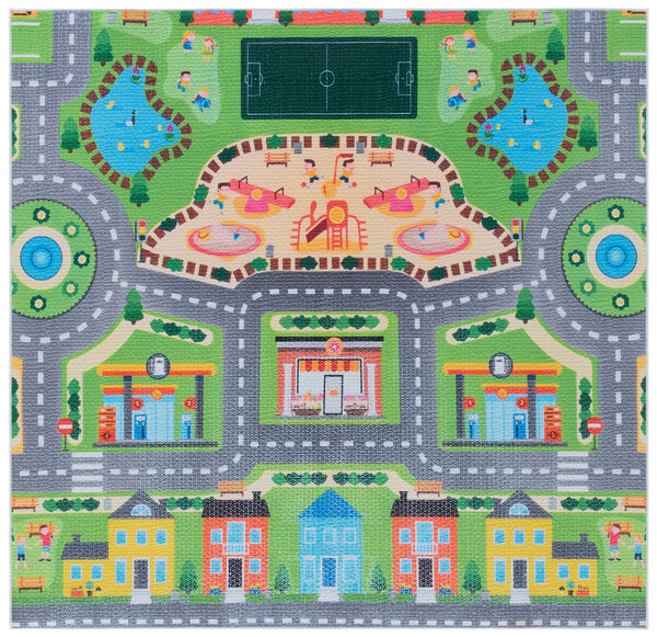 Safavieh Tacoma Kids Area Rug - Stylish Grey And Green Decorative Piece For Playrooms And High-traffic Spaces Grey ,Green Polyester Pile Tck169f-5