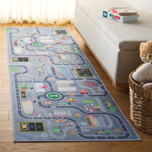 Safavieh Tacoma Kids Area Rug - Stylish And Durable Polyester Design For Kids’ Rooms With Washable Features Grey ,Dark Grey Polyester Pile Tck170f-6