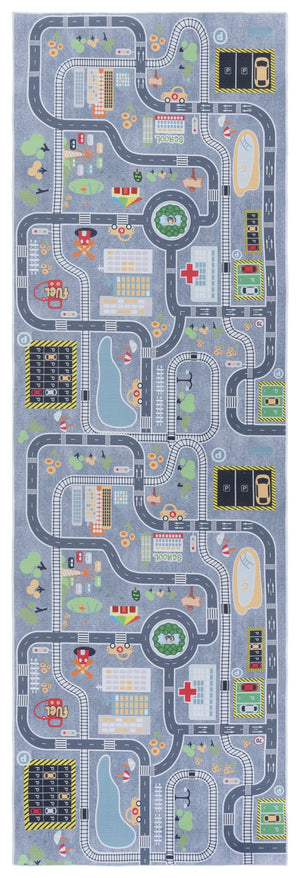 Safavieh Tacoma Kids Area Rug - Stylish And Durable Polyester Design For Kids’ Rooms With Washable Features Grey ,Dark Grey Polyester Pile Tck170f-6
