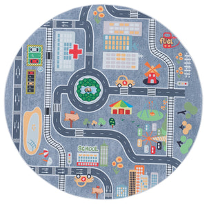 Safavieh Tacoma Kids Area Rug - Stylish And Durable Polyester Design For Kids’ Rooms With Washable Features Grey ,Dark Grey Polyester Pile Tck170f-6