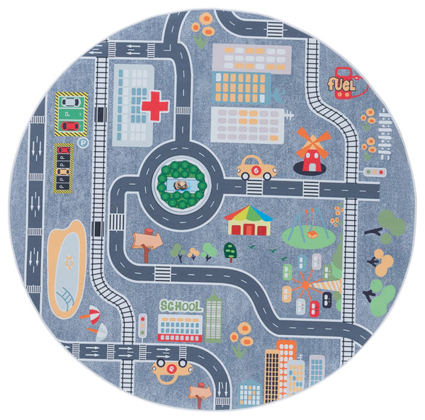 Safavieh Tacoma Kids Area Rug - Stylish And Durable Polyester Design For Kids’ Rooms With Washable Features Grey ,Dark Grey Polyester Pile Tck170f-6