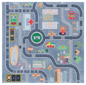 Safavieh Tacoma Kids Area Rug - Stylish And Durable Polyester Design For Kids’ Rooms With Washable Features Grey ,Dark Grey Polyester Pile Tck170f-6