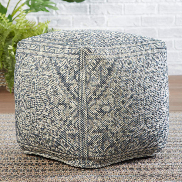 Jaipur Living Jaipur Living Harlowe Woven Medallion Pouf Bohemian Indoor Outdoor Polypropylene Cube POF100482