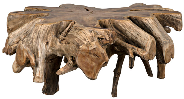Noir Teak Root Coffee Table - Hand-Carved Organic Artistry with Unique Grain for Modern Rustic Interiors TEAK101
