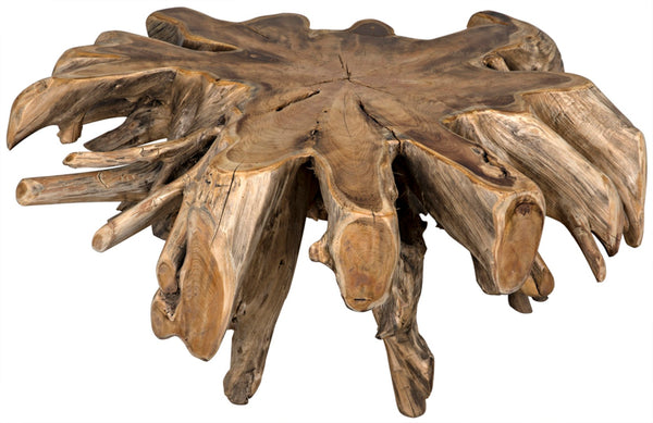 Noir Teak Root Coffee Table - Hand-Carved Organic Artistry with Unique Grain for Modern Rustic Interiors TEAK101