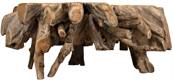 Noir Teak Root Coffee Table - Hand-Carved Organic Artistry with Unique Grain for Modern Rustic Interiors TEAK101