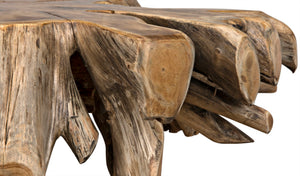 Noir Teak Root Coffee Table - Hand-Carved Organic Artistry with Unique Grain for Modern Rustic Interiors TEAK101