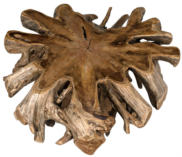 Noir Teak Root Coffee Table - Hand-Carved Organic Artistry with Unique Grain for Modern Rustic Interiors TEAK101