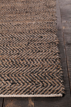 Chandra Rugs Hand-woven Contemporary Rug - Unique Handmade Jute & Leather Design For Stylish, Sustainable Spaces Black Jute,Leather,Cotton Ten37601-576