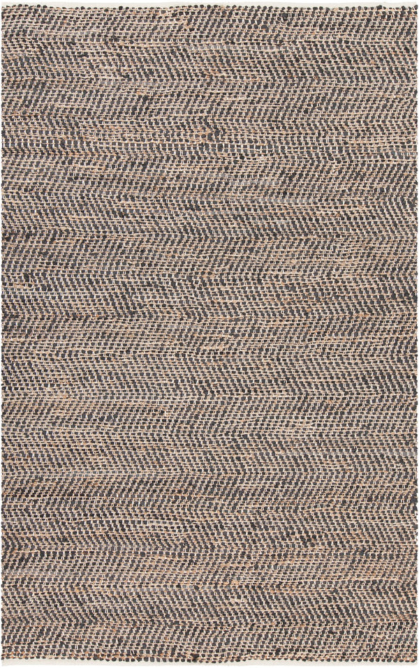 Chandra Rugs Hand-woven Contemporary Rug - Unique Handmade Jute & Leather Design For Stylish, Sustainable Spaces Black Jute,Leather,Cotton Ten37601-576