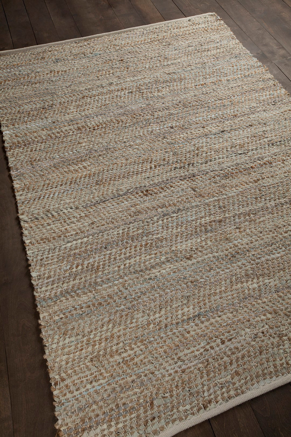 Chandra Rugs Hand-woven Contemporary Rug: Luxurious Jute & Leather Blend For Timeless Style & Comfort In Any Space Silver Jute,Leather,Cotton Ten37602-576