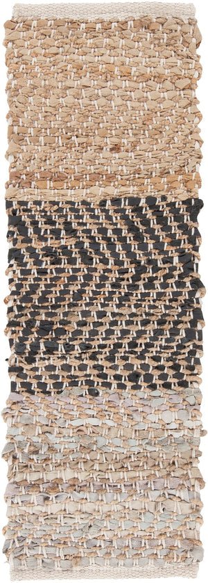 Chandra Rugs Hand-woven Contemporary Rug - Unique Handmade Jute & Leather Design For Stylish, Sustainable Spaces Black Jute,Leather,Cotton Ten37601-576