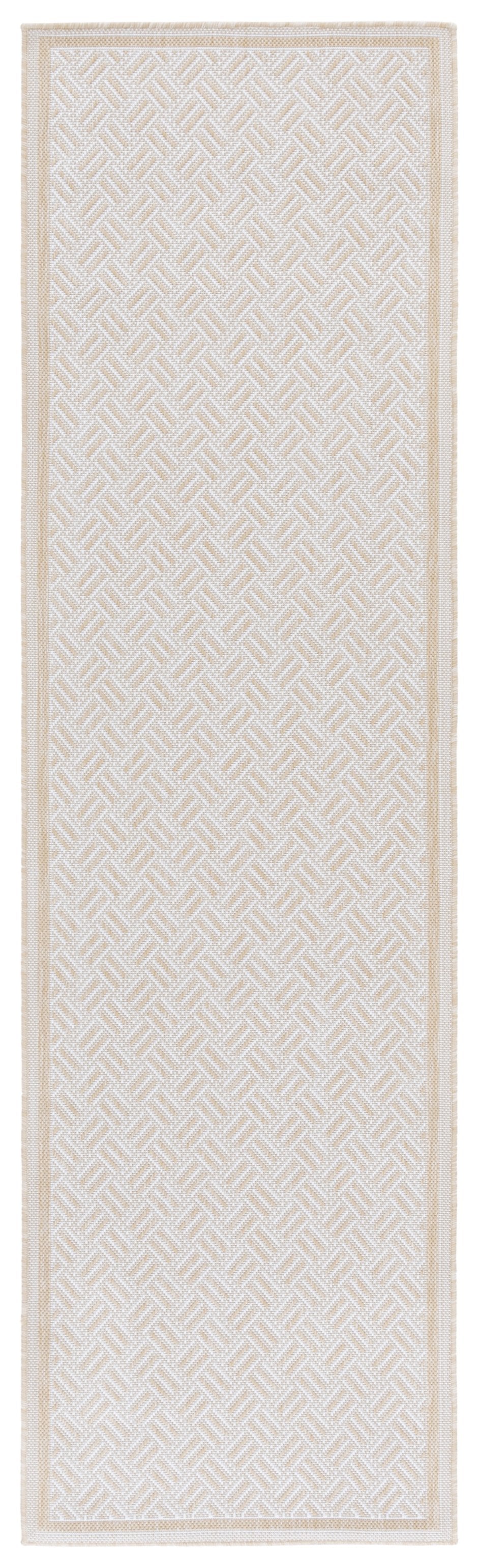 Safavieh Terrace Durable Beige Ivory Indoor/Outdoor Rug — Low-Profile Herringbone, Uv-Stable, Easy-Care Foundation 5'-3" x 7'-6" TER800B-5