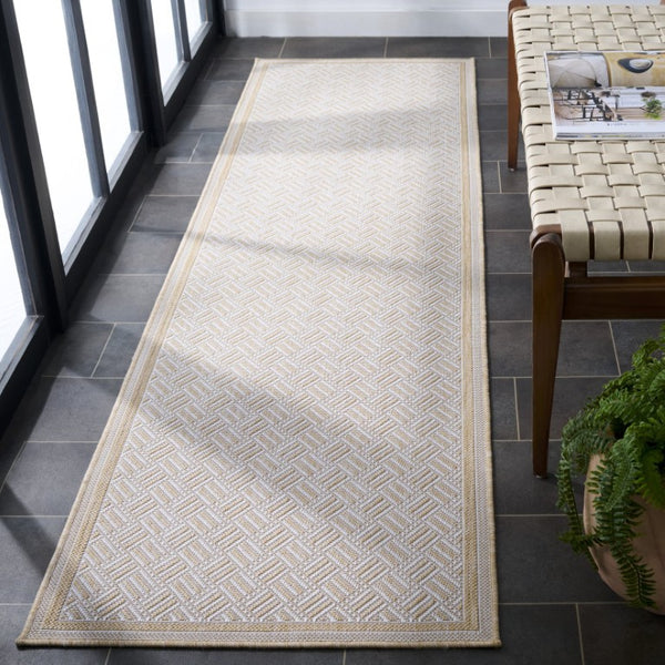 Safavieh Terrace Geometric Runner Rug Power Loomed Polypropylene for Hallways and Entryways Beige 2'-3" x 8'-0" TER800B-28
