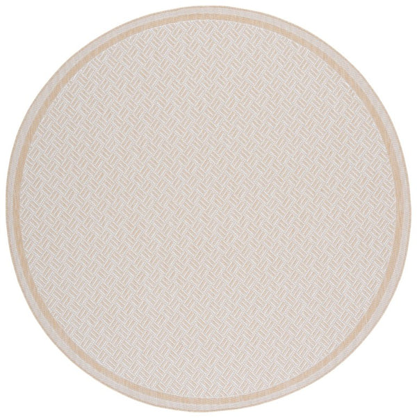 Safavieh Terrace Geometric Runner Rug Power Loomed Polypropylene for Hallways and Entryways Beige 6'-7" x 6'-7" Round TER800B-7R
