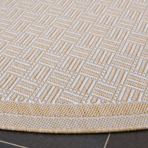 Safavieh Terrace Geometric Runner Rug Power Loomed Polypropylene for Hallways and Entryways Beige 6'-7" x 6'-7" Round TER800B-7R