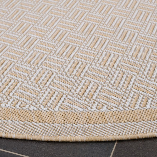 Safavieh Terrace Geometric Runner Rug Power Loomed Polypropylene for Hallways and Entryways Beige 6'-7" x 6'-7" Round TER800B-7R