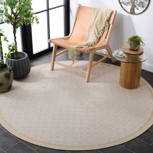 Safavieh Terrace Geometric Runner Rug Power Loomed Polypropylene for Hallways and Entryways Beige 6'-7" x 6'-7" Round TER800B-7R