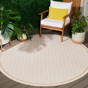 Safavieh Terrace Geometric Runner Rug Power Loomed Polypropylene for Hallways and Entryways Beige 6'-7" x 6'-7" Round TER800B-7R