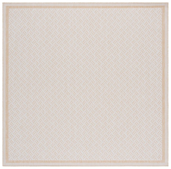 Safavieh Terrace Geometric Runner Rug Power Loomed Polypropylene for Hallways and Entryways Beige 6'-7" x 6'-7" Square TER800B-7SQ