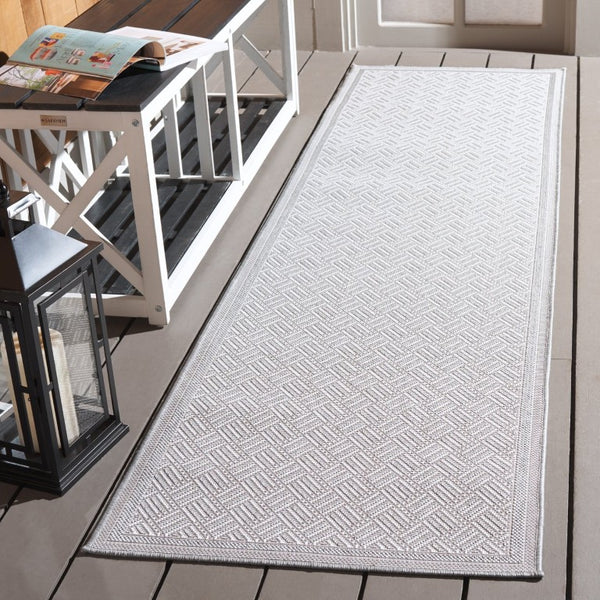 Safavieh Terrace Geometric Runner Rug Power Loomed Polypropylene for Hallways and Entryways Gray 2'-3" x 8'-0" TER800F-28