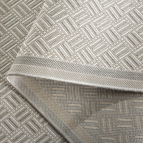 Safavieh Terrace Grey Ivory Herringbone Area Rug — Low-Profile Power-Loomed Polypropylene, Durable Outdoor Elegance 4'-0" x 6'-0" TER800F-4