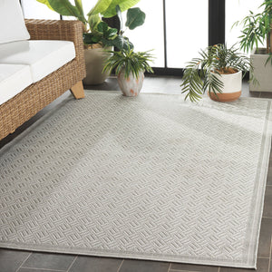 Safavieh Terrace Grey Ivory Herringbone Rug — Durable Power-Loomed Polypropylene, Low-Profile, Indoor/Outdoor Use 8'-0" x 10'-0" TER800F-8