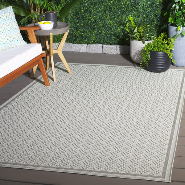 Safavieh Terrace Grey Ivory Herringbone Rug — Durable Power-Loomed Polypropylene, Low-Profile, Indoor/Outdoor Use 8'-0" x 10'-0" TER800F-8