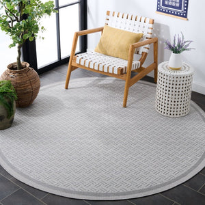 Safavieh Terrace Geometric Runner Rug Power Loomed Polypropylene for Hallways and Entryways Gray 6'-7" x 6'-7" Round TER800F-7R