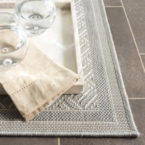 Safavieh Terrace Geometric Runner Rug Power Loomed Polypropylene for Hallways and Entryways Gray 6'-7" x 6'-7" Square TER800F-7SQ