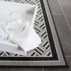 Safavieh Terrace Geometric Runner Rug Power Loomed Polypropylene for Hallways and Entryways Black 2'-3" x 8'-0" TER800Z-28