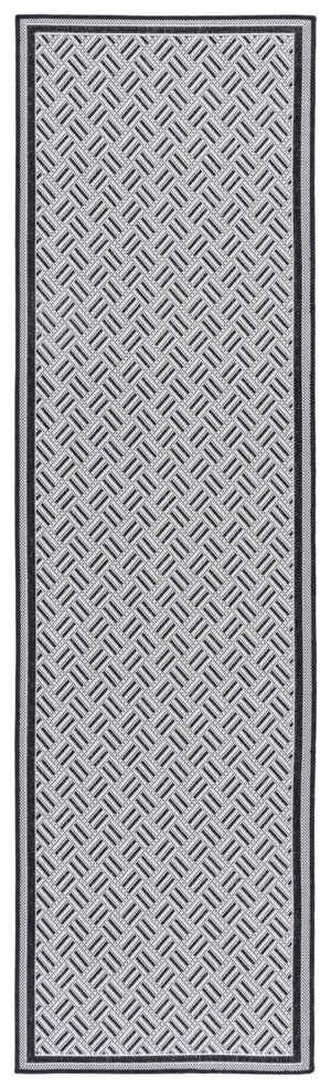 Safavieh Terrace Geometric Runner Rug Power Loomed Polypropylene for Hallways and Entryways Black 2'-3" x 8'-0" TER800Z-28