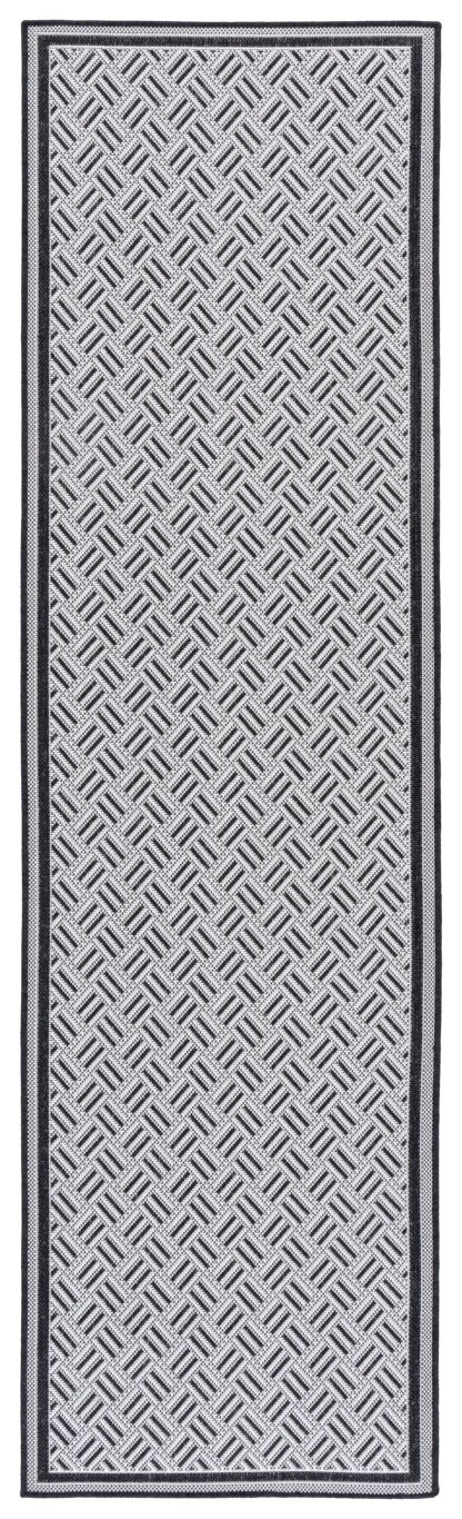 Safavieh Terrace Geometric Runner Rug Power Loomed Polypropylene for Hallways and Entryways Black 2'-3" x 8'-0" TER800Z-28