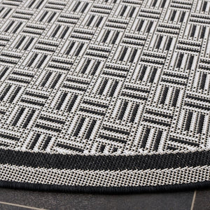 Safavieh Terrace Geometric Runner Rug Power Loomed Polypropylene for Hallways and Entryways Black 6'-7" x 6'-7" Round TER800Z-7R