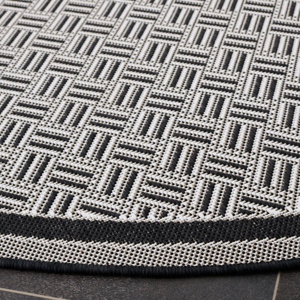 Safavieh Terrace Geometric Runner Rug Power Loomed Polypropylene for Hallways and Entryways Black 6'-7" x 6'-7" Round TER800Z-7R