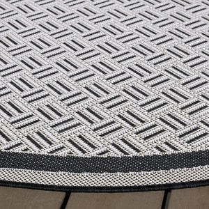 Safavieh Terrace Geometric Runner Rug Power Loomed Polypropylene for Hallways and Entryways Black 6'-7" x 6'-7" Round TER800Z-7R