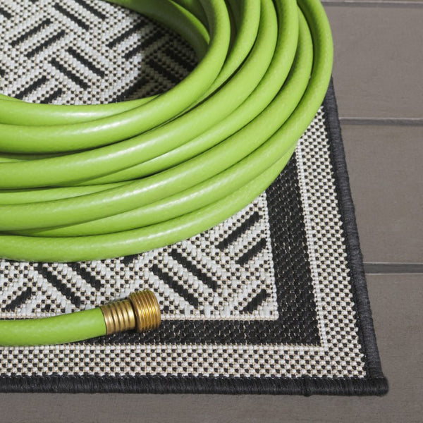 Safavieh Terrace Geometric Runner Rug Power Loomed Polypropylene for Hallways and Entryways Black 6'-7" x 6'-7" Square TER800Z-7SQ