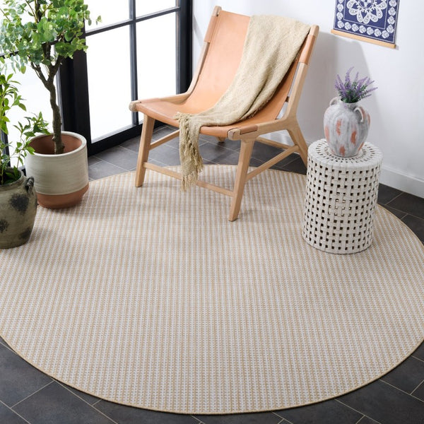 Safavieh Terrace Power Loomed Polypropylene Runner Rug for Entryways and Hallways Beige 6'-7" x 6'-7" Round TER802B-7R