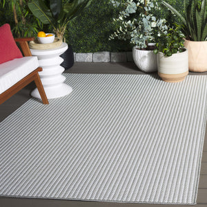 Safavieh Terrace Modern Grey Ivory Geometric Area Rug — Low-Profile Polypropylene, Durable Turkish Loomed Design 4'-0" x 6'-0" TER802F-4