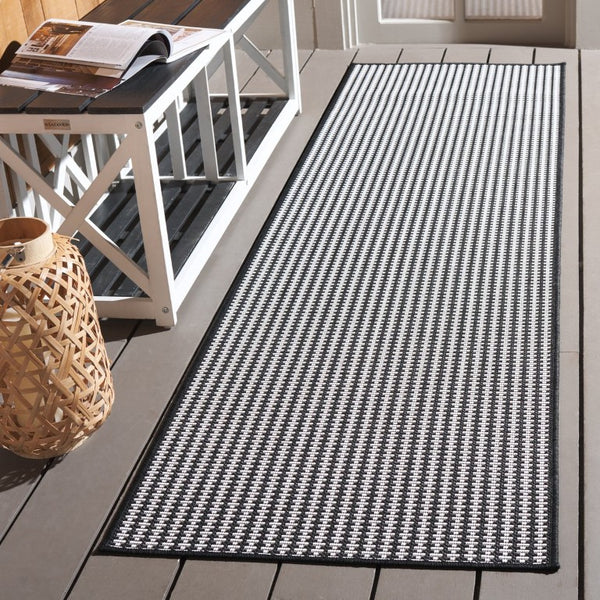 Safavieh Terrace Power Loomed Polypropylene Runner Rug for Entryways and Hallways Black 2'-3" x 8'-0" TER802Z-28