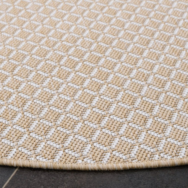 Safavieh Terrace Geometric Lattice Round Polypropylene Rug Indoor Outdoor Neutral Beige Ivory TER804B-7R