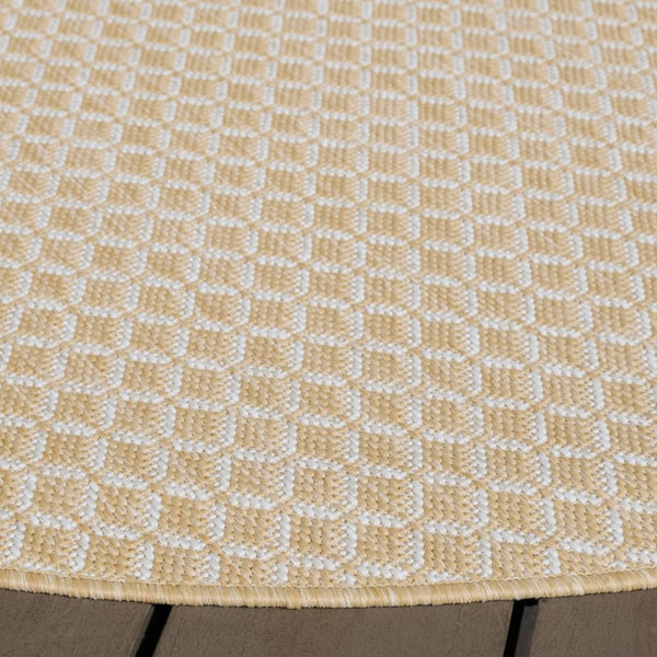 Safavieh Terrace Geometric Lattice Round Polypropylene Rug Indoor Outdoor Neutral Beige Ivory TER804B-7R