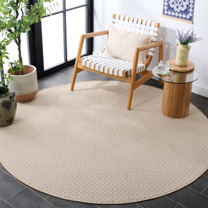 Safavieh Terrace Geometric Lattice Round Polypropylene Rug Indoor Outdoor Neutral Beige Ivory TER804B-7R