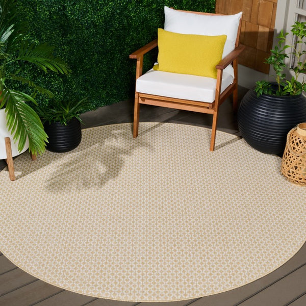 Safavieh Terrace Geometric Lattice Round Polypropylene Rug Indoor Outdoor Neutral Beige Ivory TER804B-7R